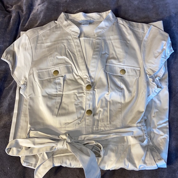 H&M brass button down tan dress, size 14 🔥 - Picture 3 of 6